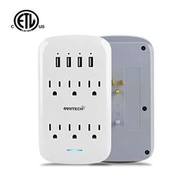 Oviitech 6 Outlet Extender with 4 USB Ports for Safe Charging