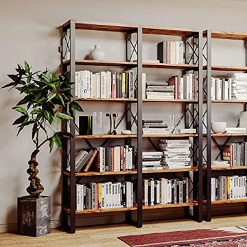 IRONCK Industrial 6-Tier Bookcase, Easy Assembly Double Wide Shelves