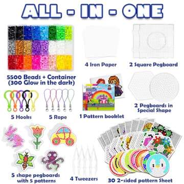 FUNZBO 5500 5mm Fuse Beads Kit - 24 Colors | 111 Patterns, Arts and Crafts for Girls and Boys, Kids ...