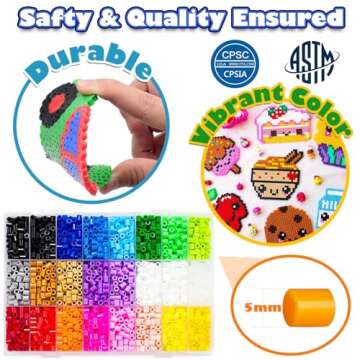 FUNZBO 5500 5mm Fuse Beads Kit - 24 Colors | 111 Patterns, Arts and Crafts for Girls and Boys, Kids Toys Set, Gifts for Kids, Teens and Adults Age 5+ Years Old