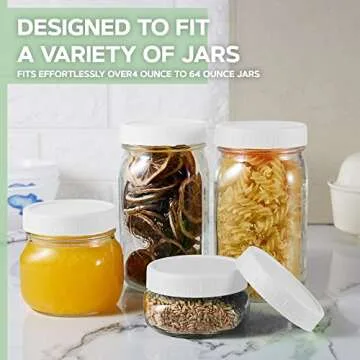 Alitte Plastic Mason Jar Lids - (Pack of 18) Upgraded Regular Mouth Jar Lids | Reusable Food Grade BPA Free Plastic Storage Cap Covers | Leak-proof Silicone Rings