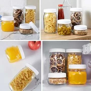 Alitte Plastic Mason Jar Lids - (Pack of 18) Upgraded Regular Mouth Jar Lids | Reusable Food Grade BPA Free Plastic Storage Cap Covers | Leak-proof Silicone Rings