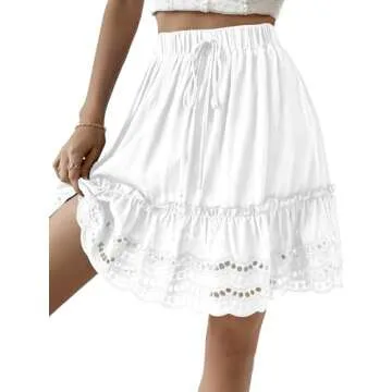 LYANER Women's A-line Mini Skirt with Elastic Waist