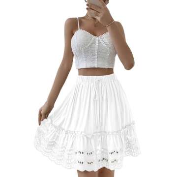 LYANER Women's A-line Mini Skirt with Elastic Waist