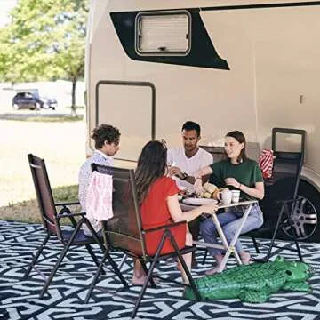 SAND MINE Reversible Mats, Plastic Straw Rug, Modern Area Rug, Large Floor Mat Rug for Outdoors, RV, Patio, Backyard, Deck, Picnic, Beach, Trailer, Camping (9' x 18', Black & Grey)