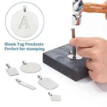 BENECREAT 30PCS Mixed Large Stainless Steel Stamping Blanks, Round/Rectangle/Heart Pendants Charms with Black Velvet Bag and Clear Storage Box for Necklace Bracelet Making and ID Name Tags, 1mm Thick