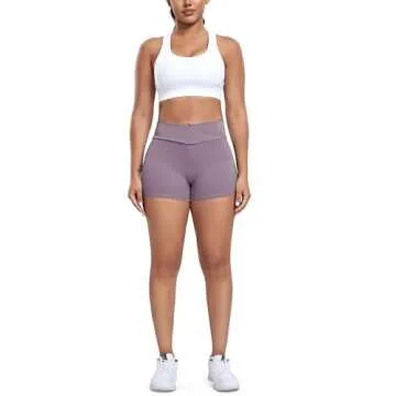 YOFIT Scrunch Butt Lifting Cargo Shorts for Women Gym Workout Booty Shorts Yoga Fitness with Pockets Purple L