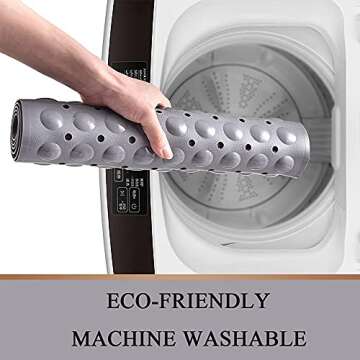 Sheepping Baby Bath Mat for Tub Non Slip Extra Long Cover Bathtub Mat with 200 Big Suction Cups for Toddler Infant Kids 40 X 16 Inch - Eco Friendly ,Machine Washable Shower Mat (Grey)