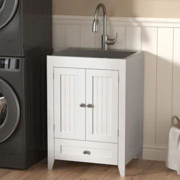 VINGLI 24-Inch Laundry Sink with Cabinet Combo