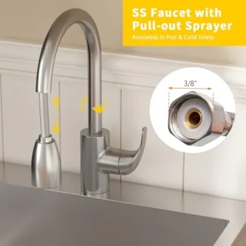 VINGLI 24-Inch Laundry Sink with Cabinet Combo