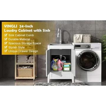 VINGLI 24-Inch Laundry Sink with Cabinet Combo