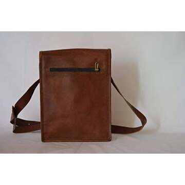 Leather crossbody bag messenger satchel tablet bag 11 inches for men and women by KPL (Brown)