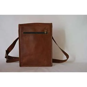 Leather crossbody bag messenger satchel tablet bag 11 inches for men and women by KPL (Brown)