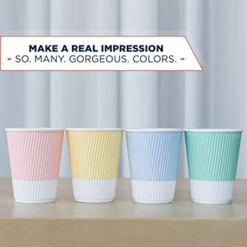 Glowcoast Disposable Coffee Cups - 80 Set 12 oz Insulated