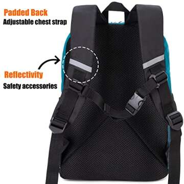 HawLander Little Kids Backpack for Boys Toddler School Bag Fits 3 to 6 years old, 15 inch, Blue Green