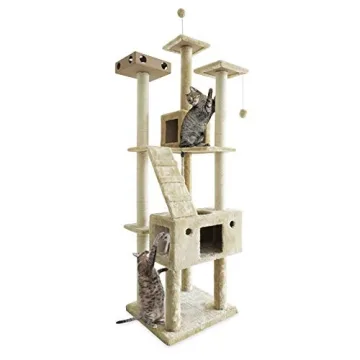 Furhaven 69.3" Tall Cat Tree for Indoor Cats - Sisal Scratching Posts, 2x Cat Condos, Toys