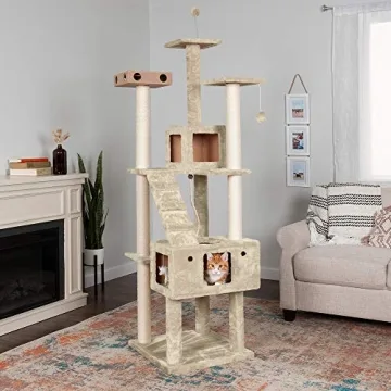 Furhaven 69.3" Tall Cat Tree - Cat Playground & Scratching Post - Cream