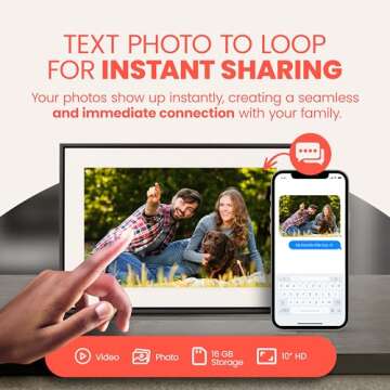 Loop Wi-Fi Digital Picture Frame with Touch Screen, 10-Inch Display, The Only Frame to Offer Text Me...