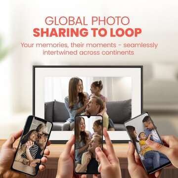 Loop Wi-Fi Digital Picture Frame with Touch Screen, 10-Inch Display, The Only Frame to Offer Text Message Photos Direct to Frame, Easy to use App, Gift to Keep Friends and Family Connected