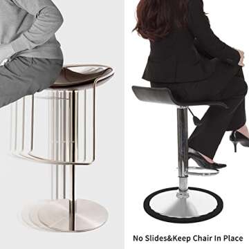 2 Pack Bar Stools Leg Protectors Ring, Non Slip Silicone Chair Leg Floor Protector, Pads Bottom Protect Wooden Floor No Scratches No Noise Anti-slip, Stretchable Fits 16.5" to 18.5" Chair Base, Black