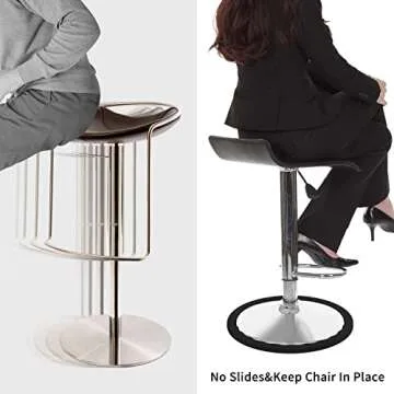 2 Pack Bar Stools Leg Protectors Ring, Non Slip Silicone Chair Leg Floor Protector, Pads Bottom Protect Wooden Floor No Scratches No Noise Anti-slip, Stretchable Fits 16.5" to 18.5" Chair Base, Black