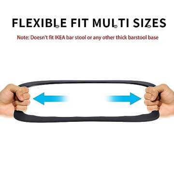 2 Pack Bar Stools Leg Protectors Ring, Non Slip Silicone Chair Leg Floor Protector, Pads Bottom Protect Wooden Floor No Scratches No Noise Anti-slip, Stretchable Fits 16.5" to 18.5" Chair Base, Black