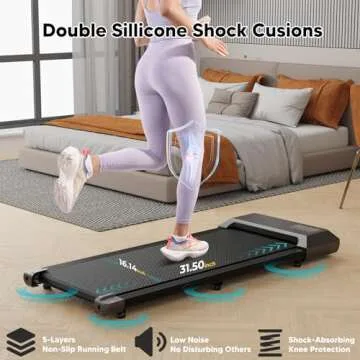 DeerRun Walking Pad 2 in 1 Under Desk Treadmill, 2.5HP Low Noise Walking Pad Running Jogging Machine with Remote Control for Home Office, Lightweight Portable Desk Treadmill Installation Free