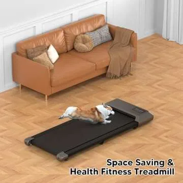 DeerRun Walking Pad 2 in 1 Under Desk Treadmill, 2.5HP Low Noise Walking Pad Running Jogging Machine with Remote Control for Home Office, Lightweight Portable Desk Treadmill Installation Free