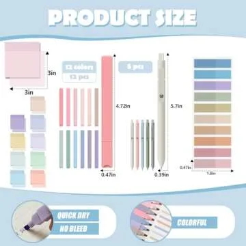 Jutom 39 Pcs Aesthetic Book Annotation Kit Pencil Case Bag with Highlighter Gel Pen 700 Sheets Transparent Sticky Notes Pads Index Tab Bible Study Supplies for School(Pink,Cute Style)