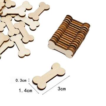 100pcs Wooden Dog Bones Plain Unfinished Wood Craft Ready to Paint or Decorate Best for Tags,Earring...