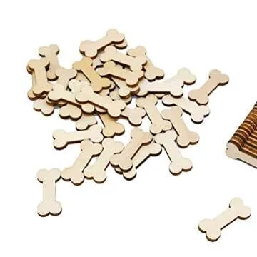 100pcs Wooden Dog Bones Plain Unfinished Wood Craft Ready to Paint or Decorate Best for Tags,Earrings,Wedding,Family Birthday Calendar,Plaque,Jewelry and DIY Projects