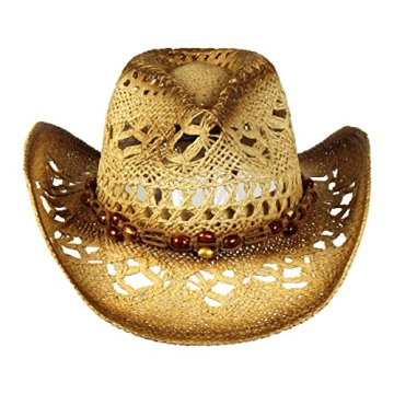 Saddleback Shapeable Toyo Straw Cowboy Hat with Beaded Trim