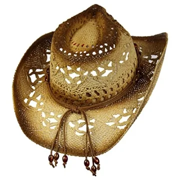 Saddleback Shapeable Toyo Straw Cowboy Hat with Beaded Trim
