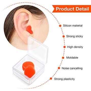 Frienda 21 Pairs Ear Plugs for Sleeping Reusable Moldable Silicone Earplugs Soft Noise Cancelling Ea...
