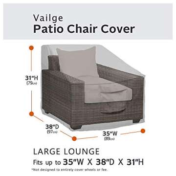 Vailge Patio Chair Covers, Lounge Deep Seat Cover, Heavy Duty and Waterproof Outdoor Lawn Patio Furn...