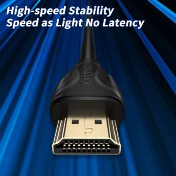 kanmis 4K HDMI Cable 6ft, High Speed Hdmi 2.0 Cables &4K@60Hz 2K 1080P, Ultra High Speed Gold Plated Connectors hdmi Cord, Compatible with PlayStation Arc PS3 PS4 PC HDTV