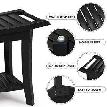 Bamboo Shower Bench for Stylish Bathroom Storage