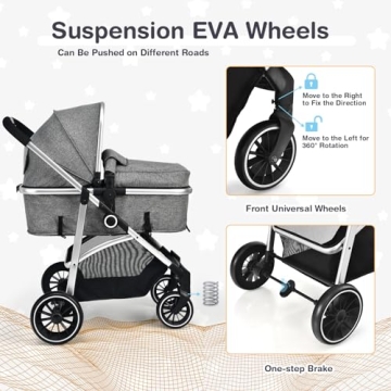 BABY JOY Convertible Stroller: High Landscape & Reversible