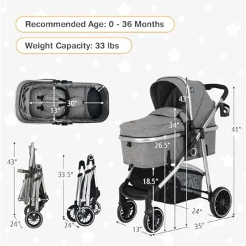 BABY JOY Convertible Stroller: High Landscape & Reversible