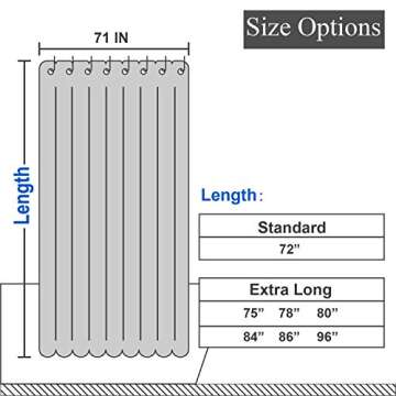 Extra Long Shower Curtain with 84 inch Height, Fabric, Waffle Weave, Hotel Luxury Spa, Water Repellent, Machine Washable, 230 GSM Heavy Duty, White Pique Pattern Decorative Bathroom Curtain