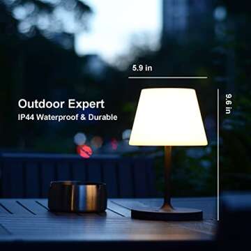 LOTITOL Outdoor Table Lamp/Cordless USB Rechargeable 4000mAh / 2700K LED/Touch Dimmable/Portable Bat...