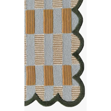 Stylish Matilda Goad Plaid Scallop Wool Rug for Cozy Spaces