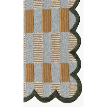 Stylish Matilda Goad Plaid Scallop Wool Rug for Cozy Spaces