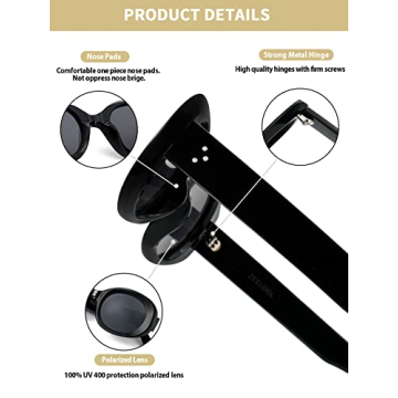 Vintage Zeelool Women Oval Sunglasses with Polarized UV400 Protection