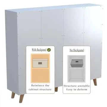 OSCHF Cubby Shelf Bookcase with Doors - Wooden 11 Cube Floor Standing Open Bookshelf with Solid Wood Legs, 3-Tier Storage Cabinet, Warm White