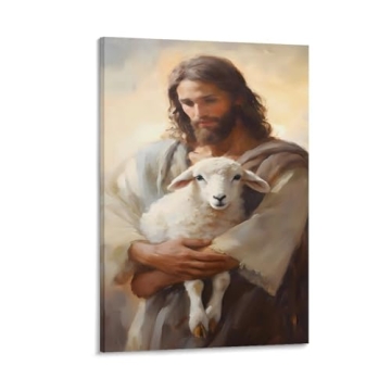 GERRIT Jesus Rescues Lost Lamb Poster Canvas Wall Art for Aesthetic Room Decor 12x18inch 30x45cm