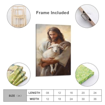 GERRIT Jesus Rescues Lost Lamb Canvas Wall Art Decor