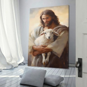 GERRIT Jesus Rescues Lost Lamb Canvas Wall Art Decor