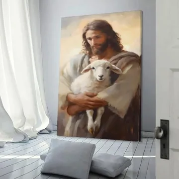 GERRIT Jesus Rescues Lost Lamb Canvas Wall Art Decor