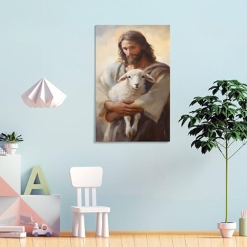 GERRIT Jesus Rescues Lost Lamb Canvas Wall Art Decor
